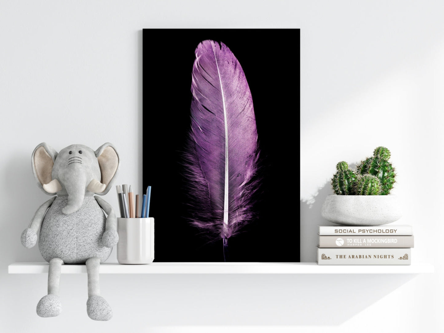 Purple Feather Metal Wall Art