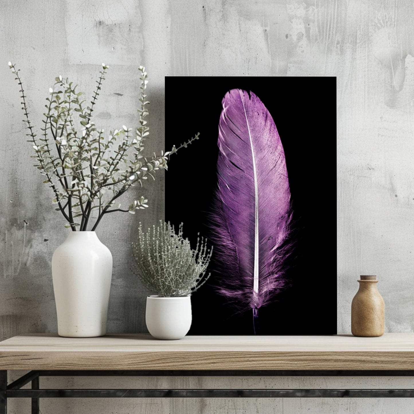 Purple Feather Metal Wall Art