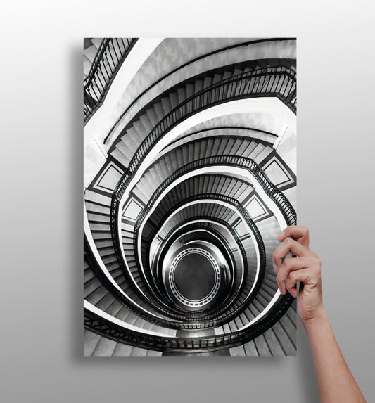 Stairs metal wall print, architectural aluminum panel
