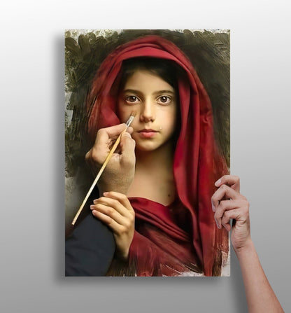 Self portrait metal wall print, gallery-style aluminum art