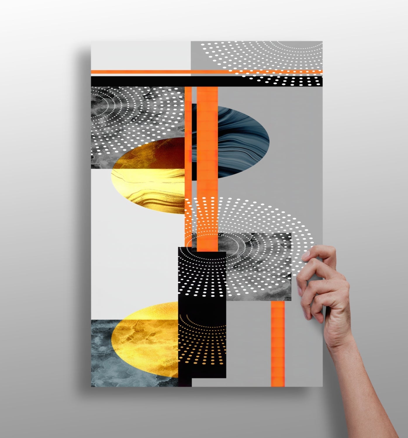 Modern art metal wall print with matte aluminum finish