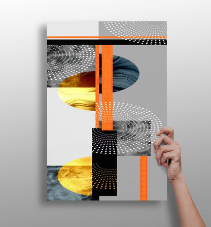 Modern art metal wall print with matte aluminum finish