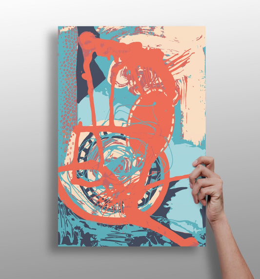 Modern art metal wall print with clean matte finish