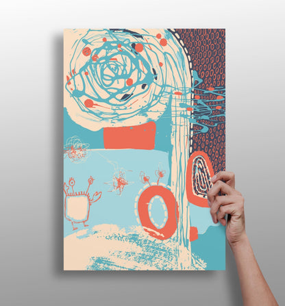 Modern art metal wall print, contemporary aluminum panel