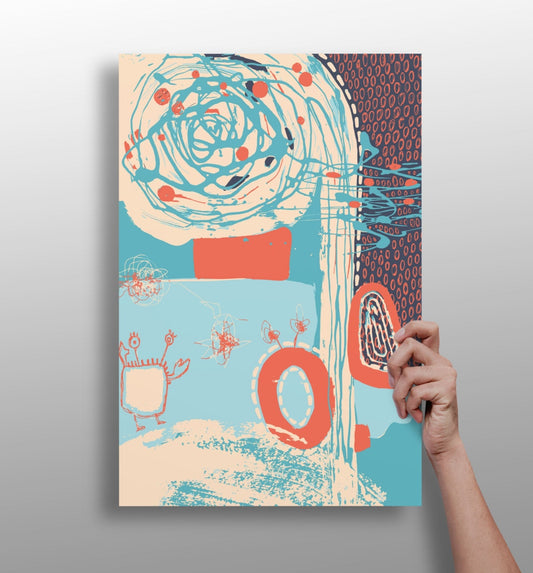 Modern art metal wall print, contemporary aluminum panel