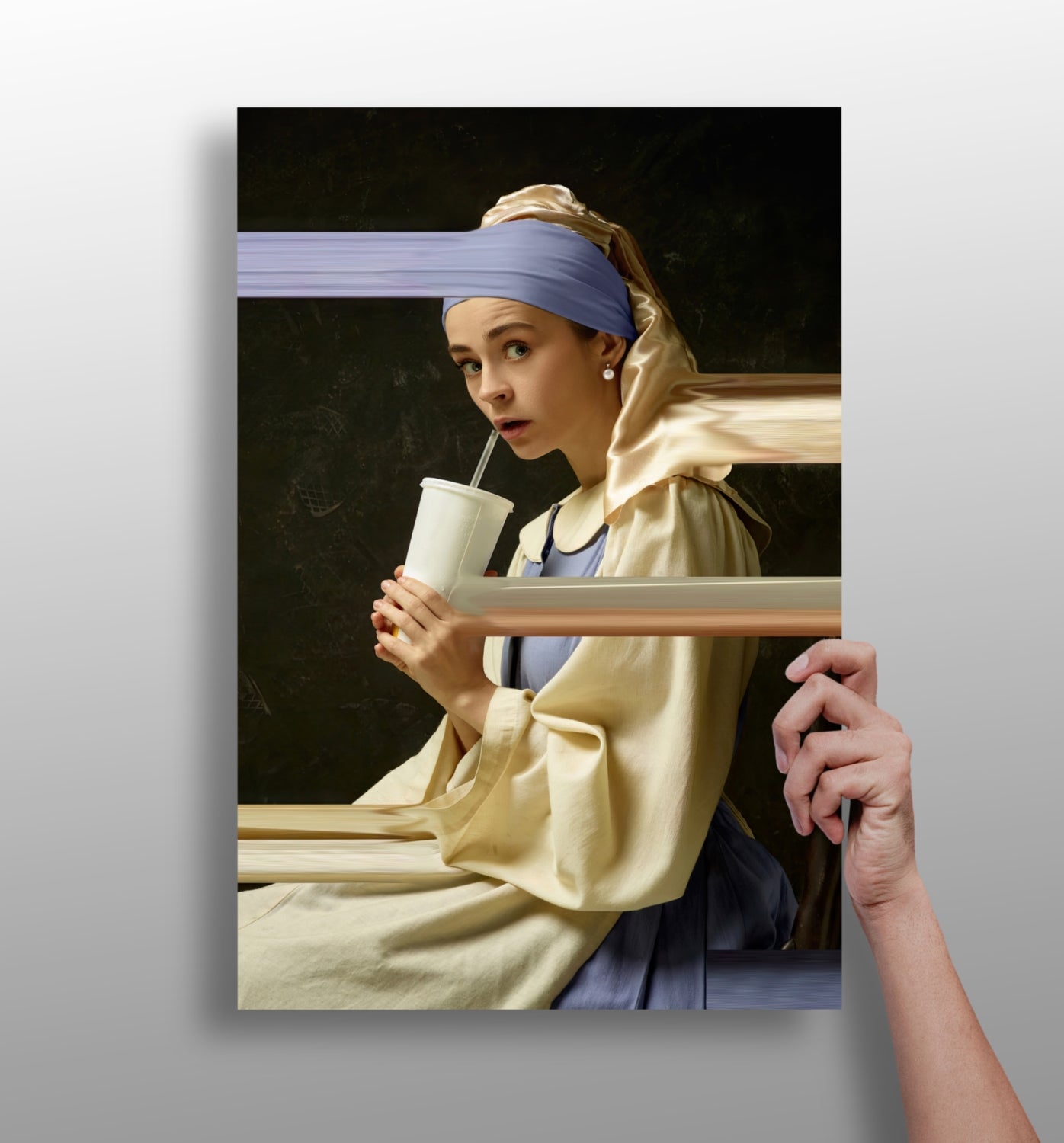 Girl With a Pearl Earring metal wall art panel with classic art reproduction