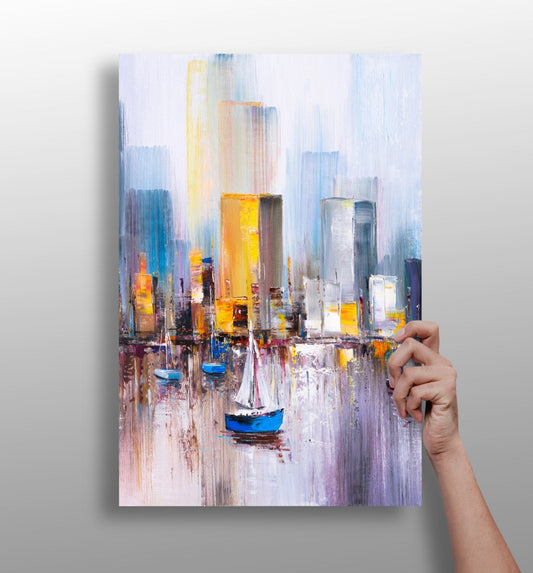 Abstract Lake metal wall art with serene water-inspired abstract design