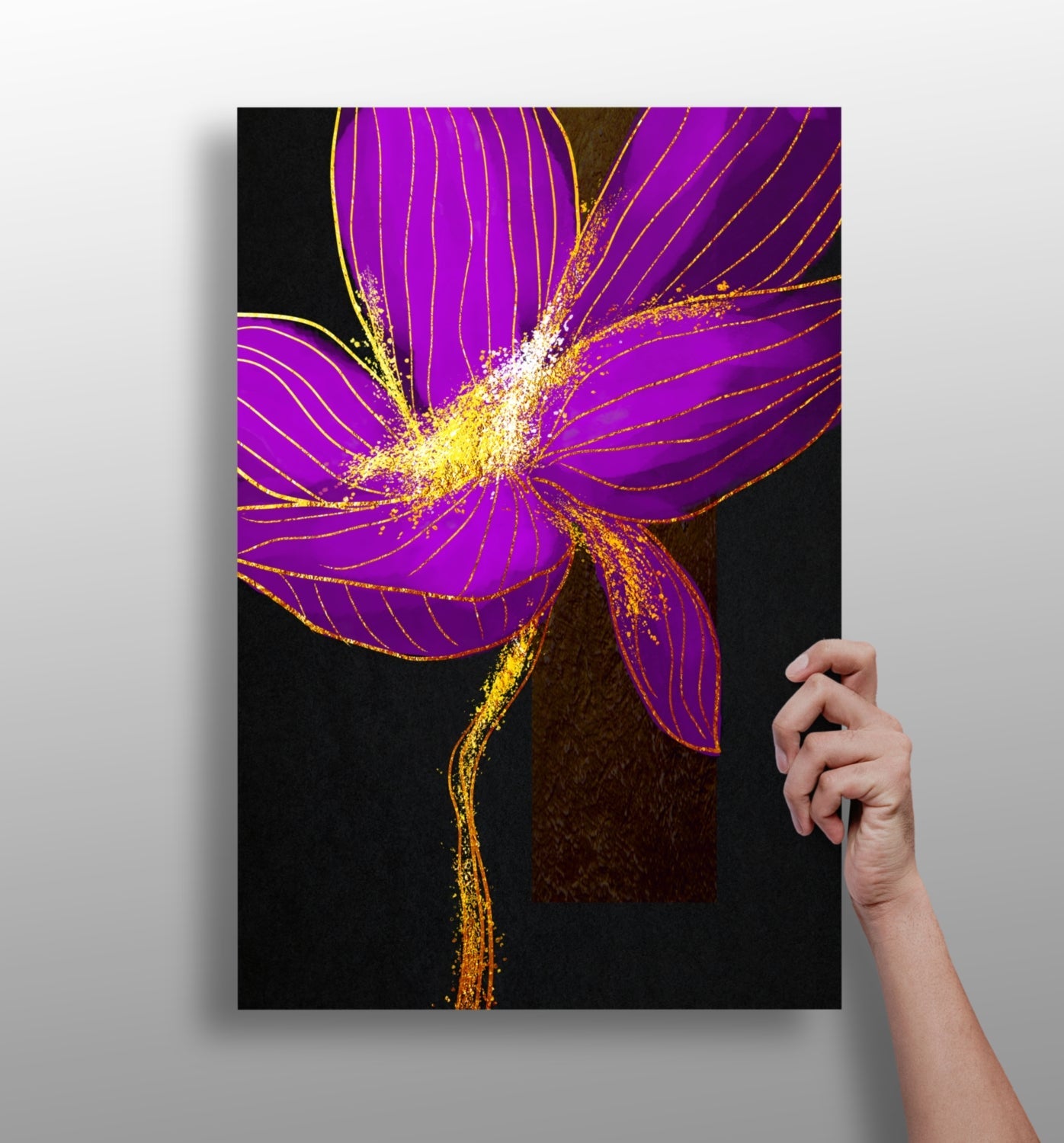 Flower metal wall art panel with botanical design