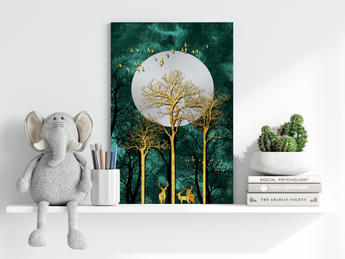 Golden Deer Pair Metal Wall Art