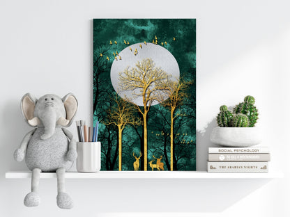 Golden Deer Pair Metal Wall Art
