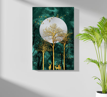 Golden Deer Pair Metal Wall Art