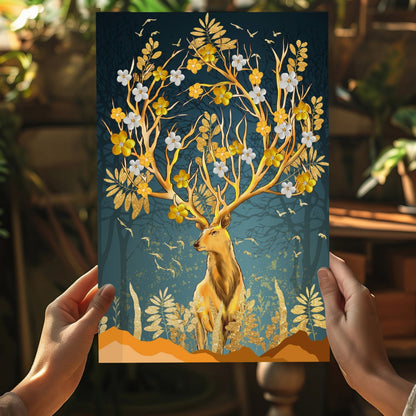 Golden Deer Metal Wall Art