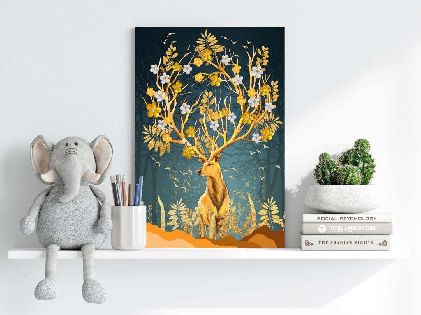 Golden Deer Metal Wall Art