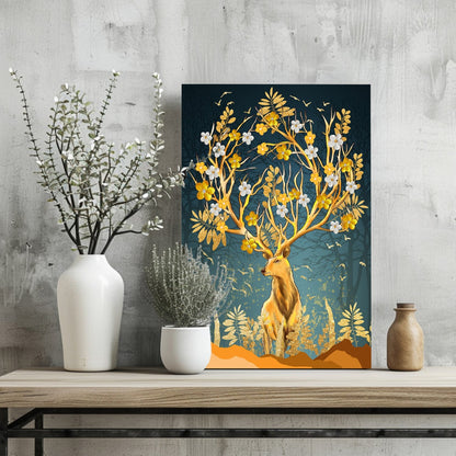 Golden Deer Metal Wall Art