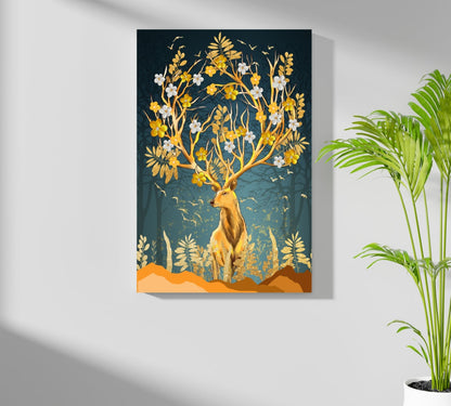 Golden Deer Metal Wall Art