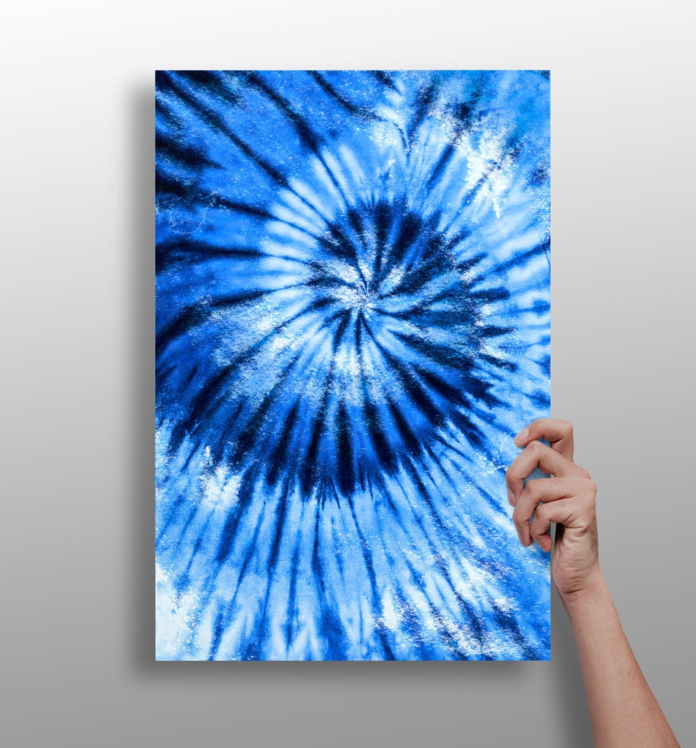 Abstract Blue metal wall art panel with matte finish