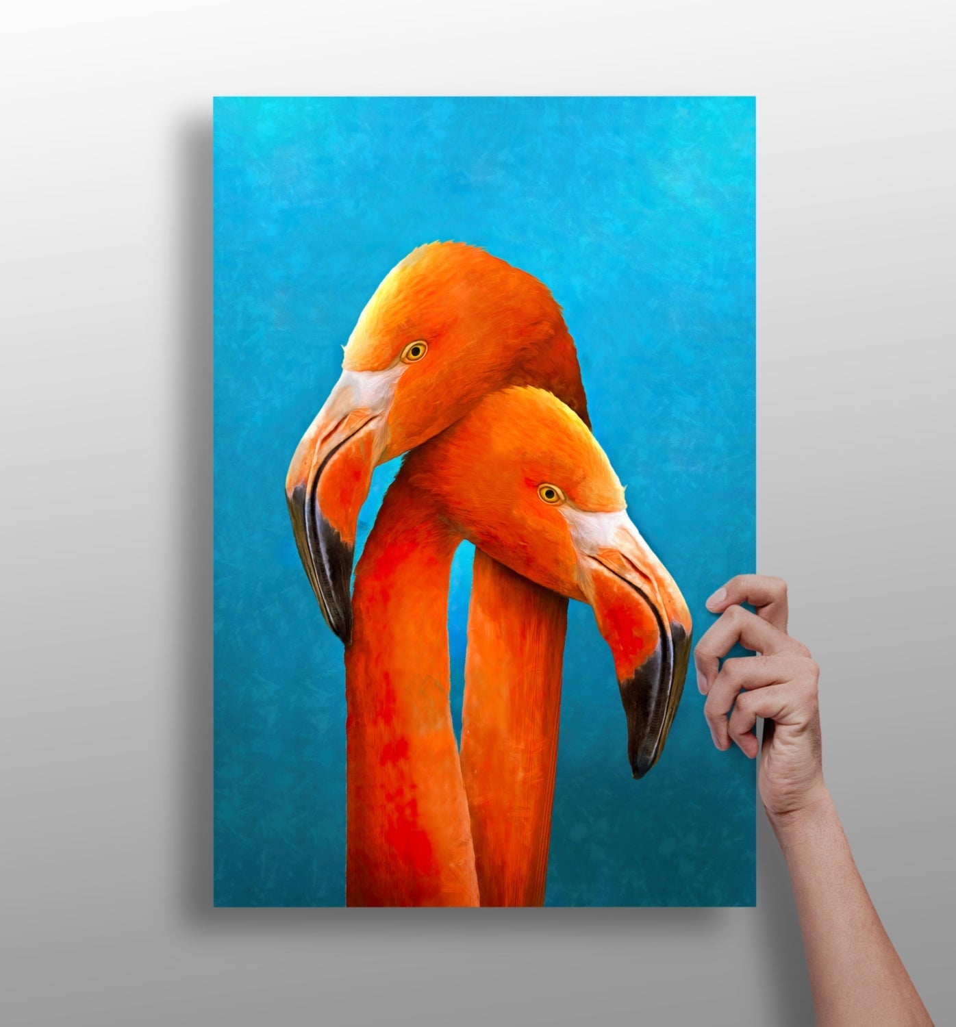 Flamingos metal wall art panel