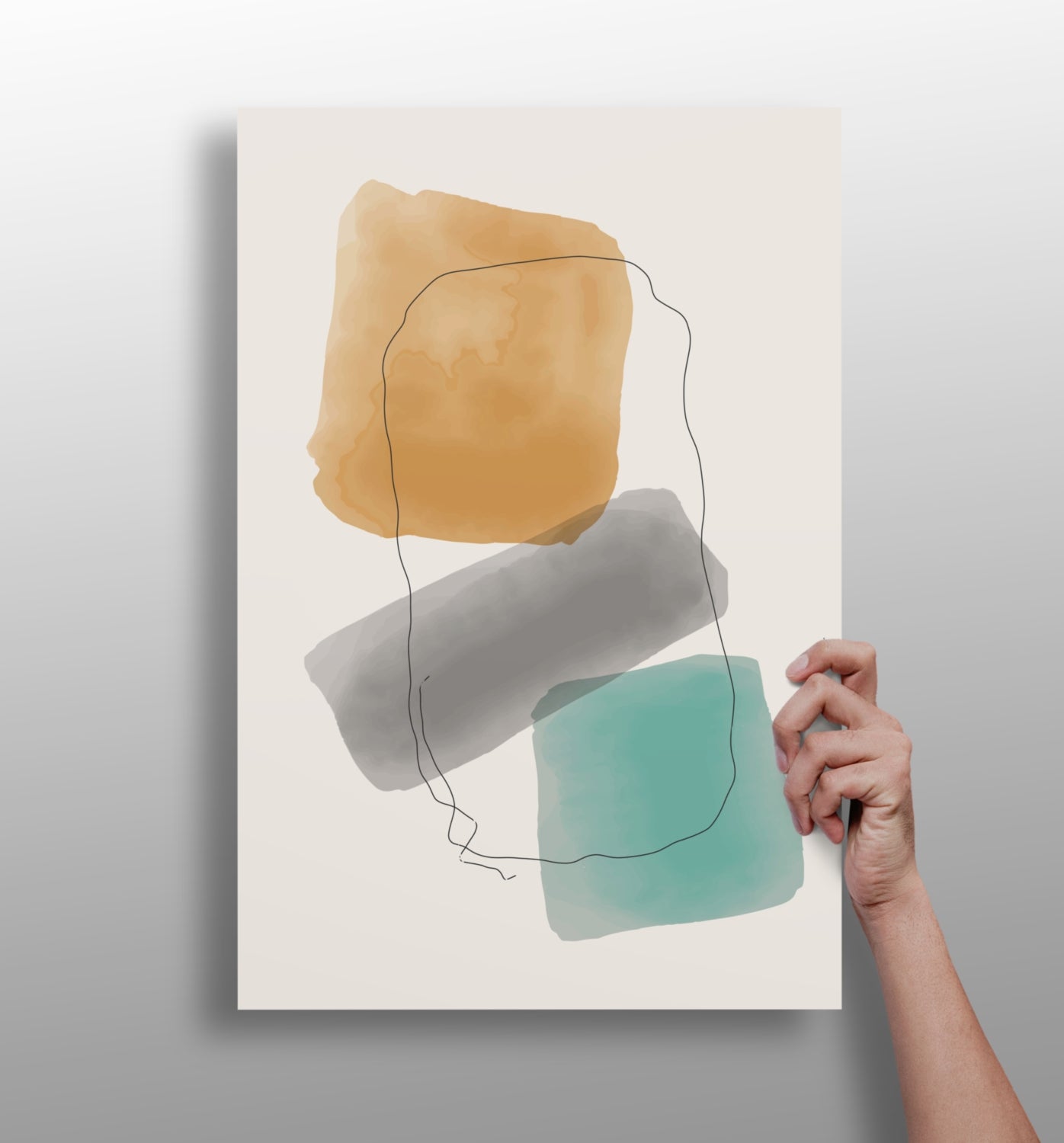 Line art modern shape aluminum wall art print