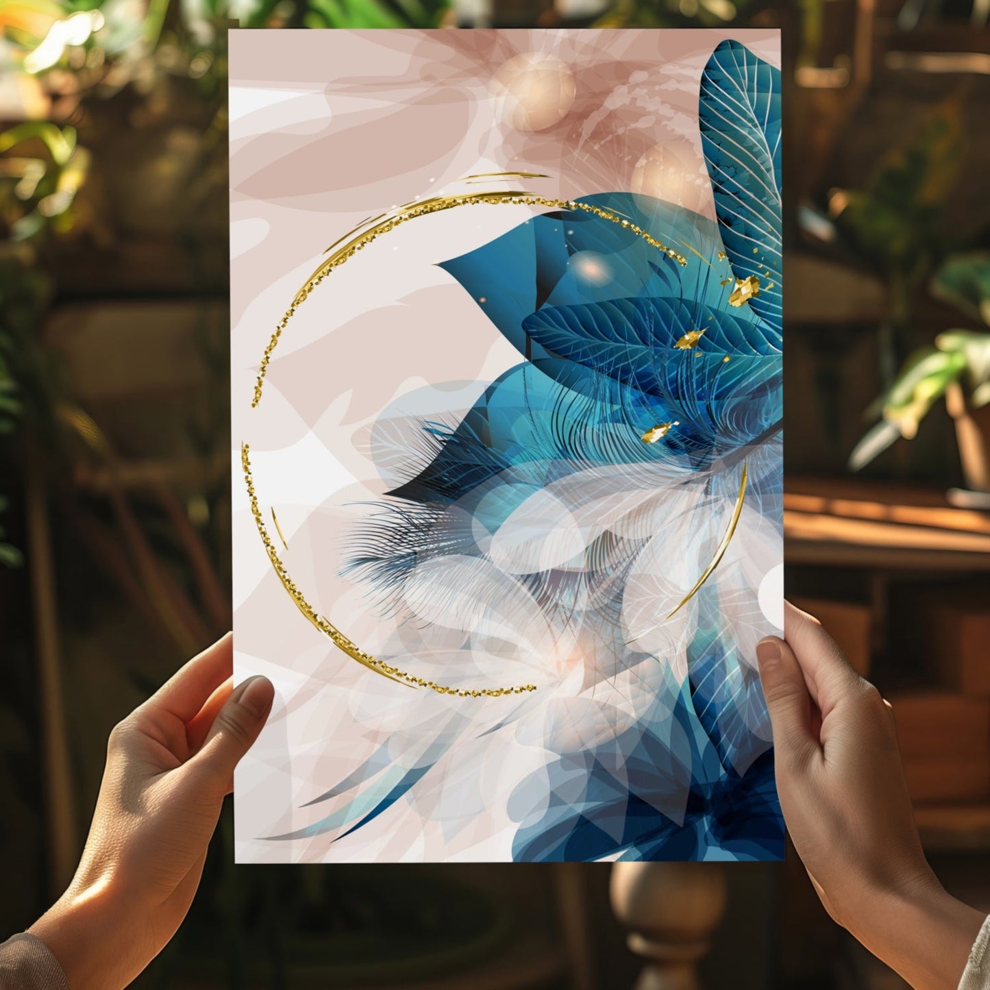 Abstract Teal Metal Wall Art