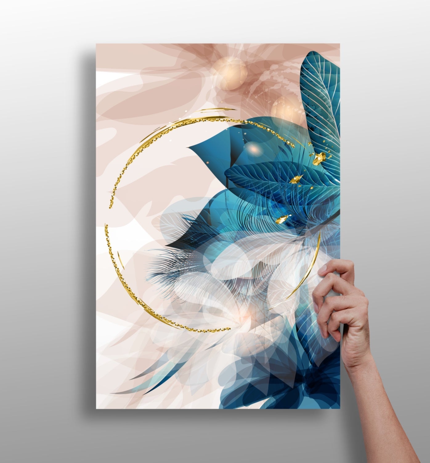Abstract Teal Metal Wall Art print on matte aluminum panel