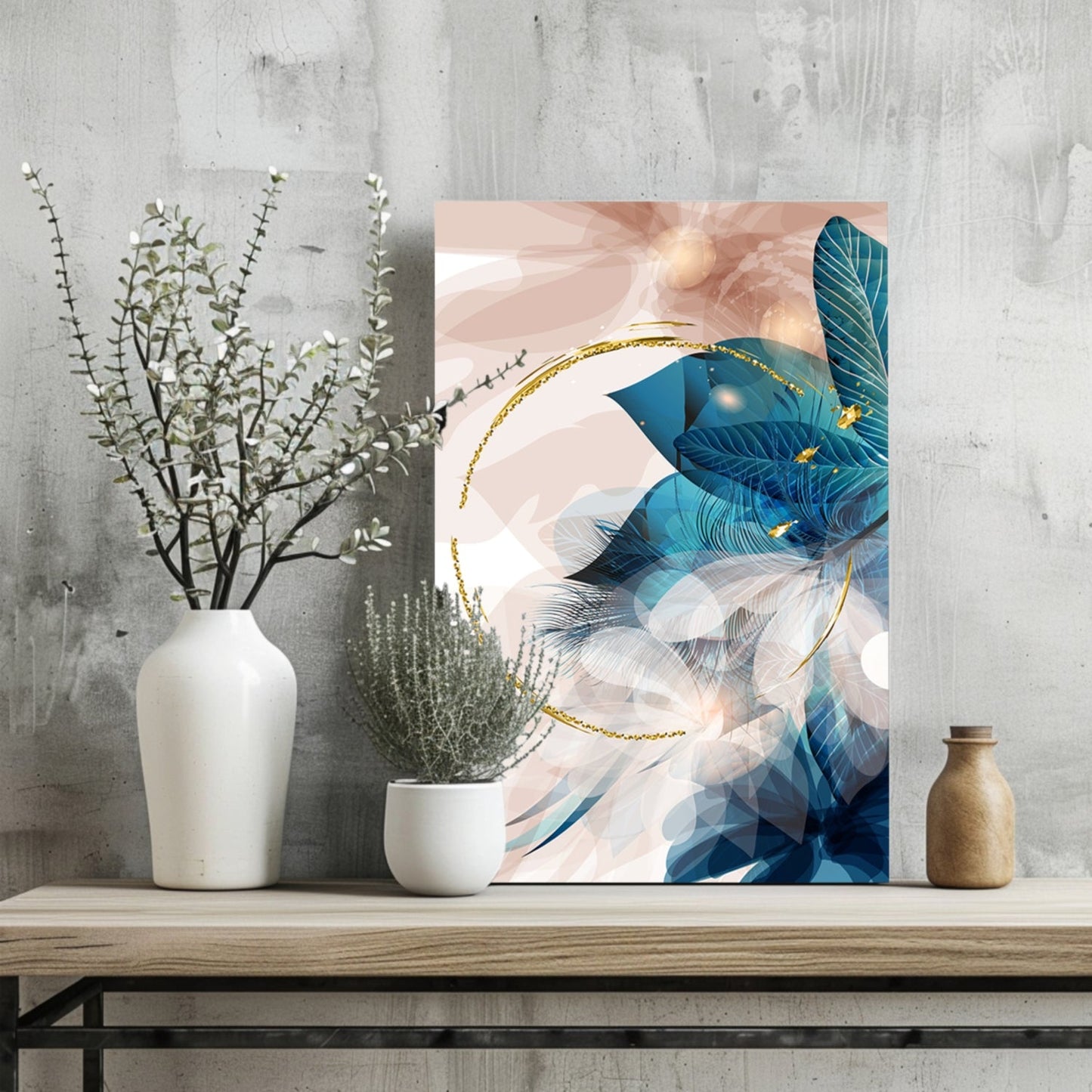 Abstract Teal Metal Wall Art
