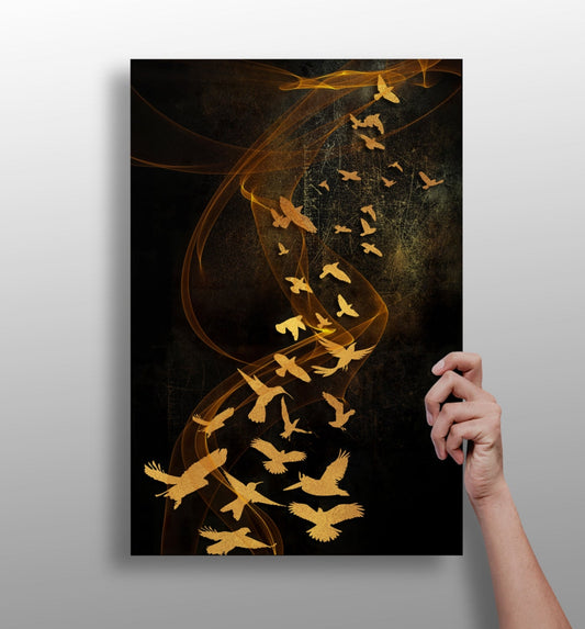 Birds aluminum print wall art, wildlife bird subject on 4mm matte aluminum panel