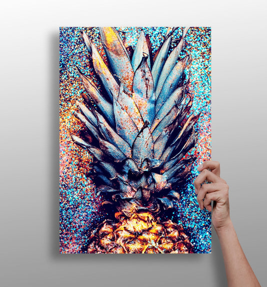 Pineapple metal wall art panel with tropical fruit design