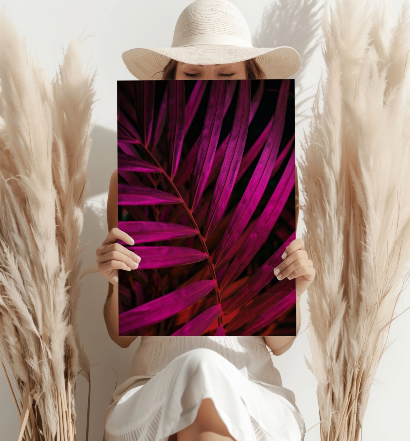 Fuschia Leaf Metal Wall Art