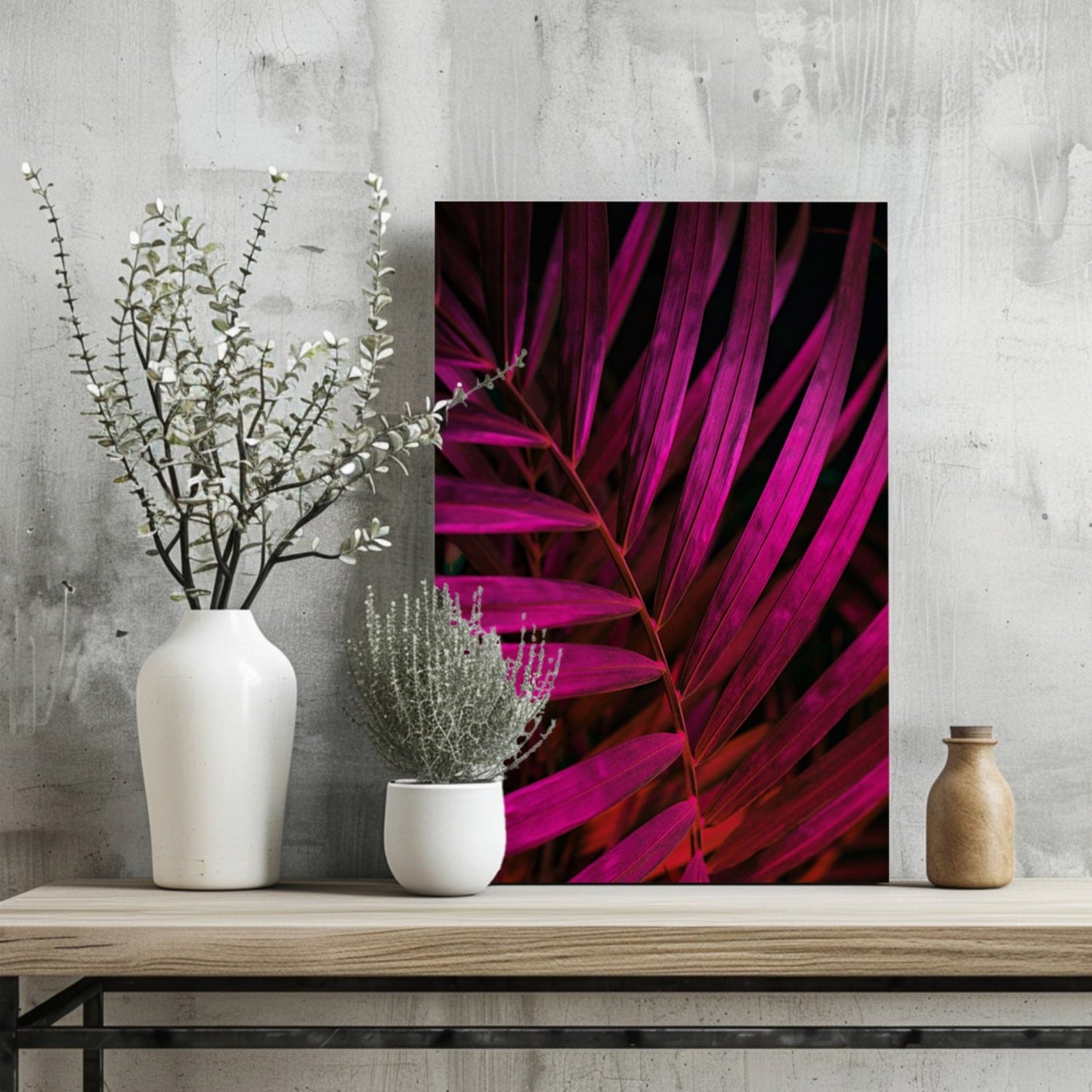 Fuschia Leaf Metal Wall Art