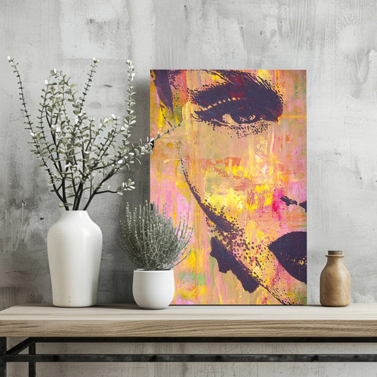 Pink Yellow Painted Face Aluminum Print