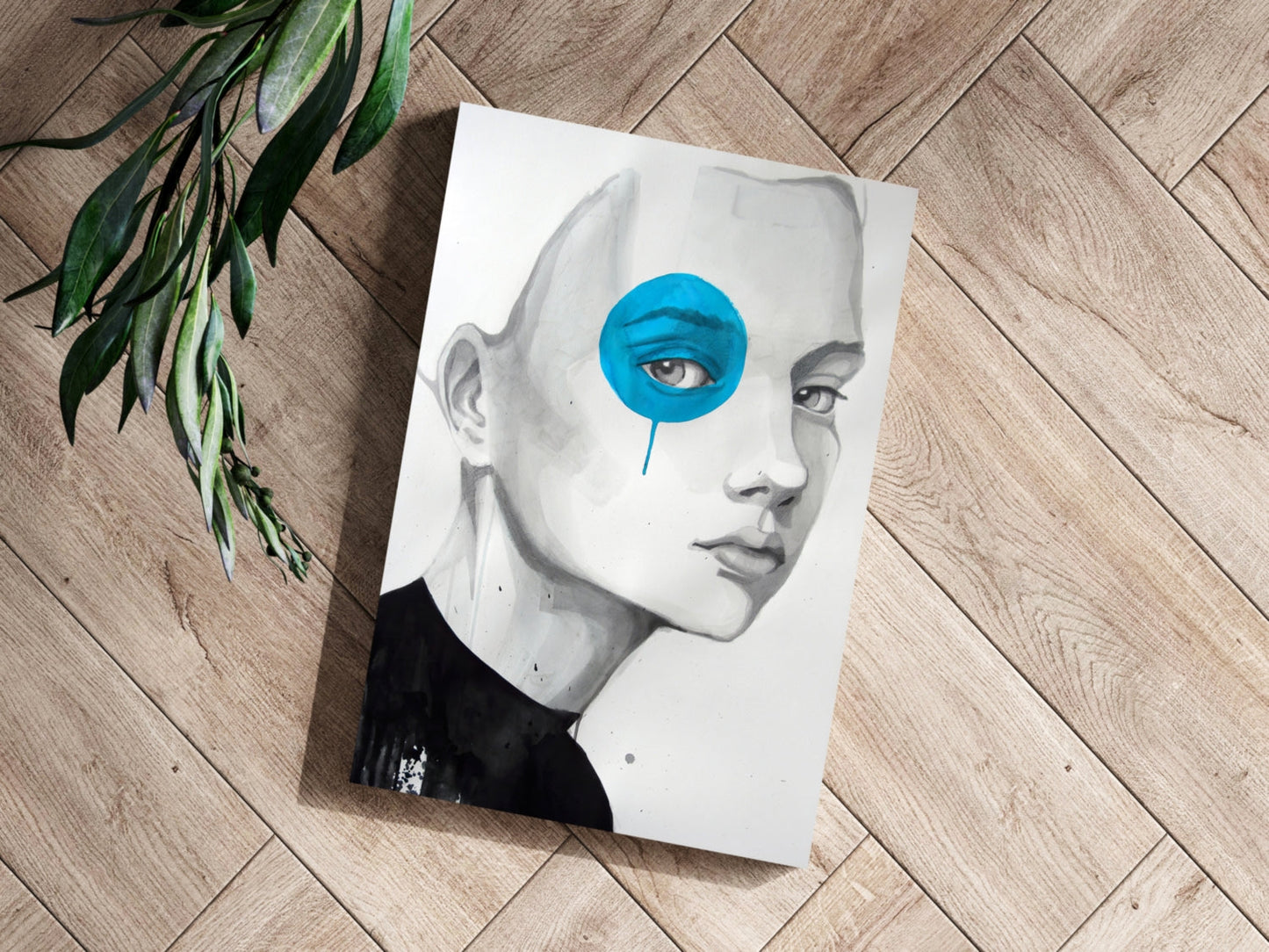 Girl With Blue Metal Wall Art