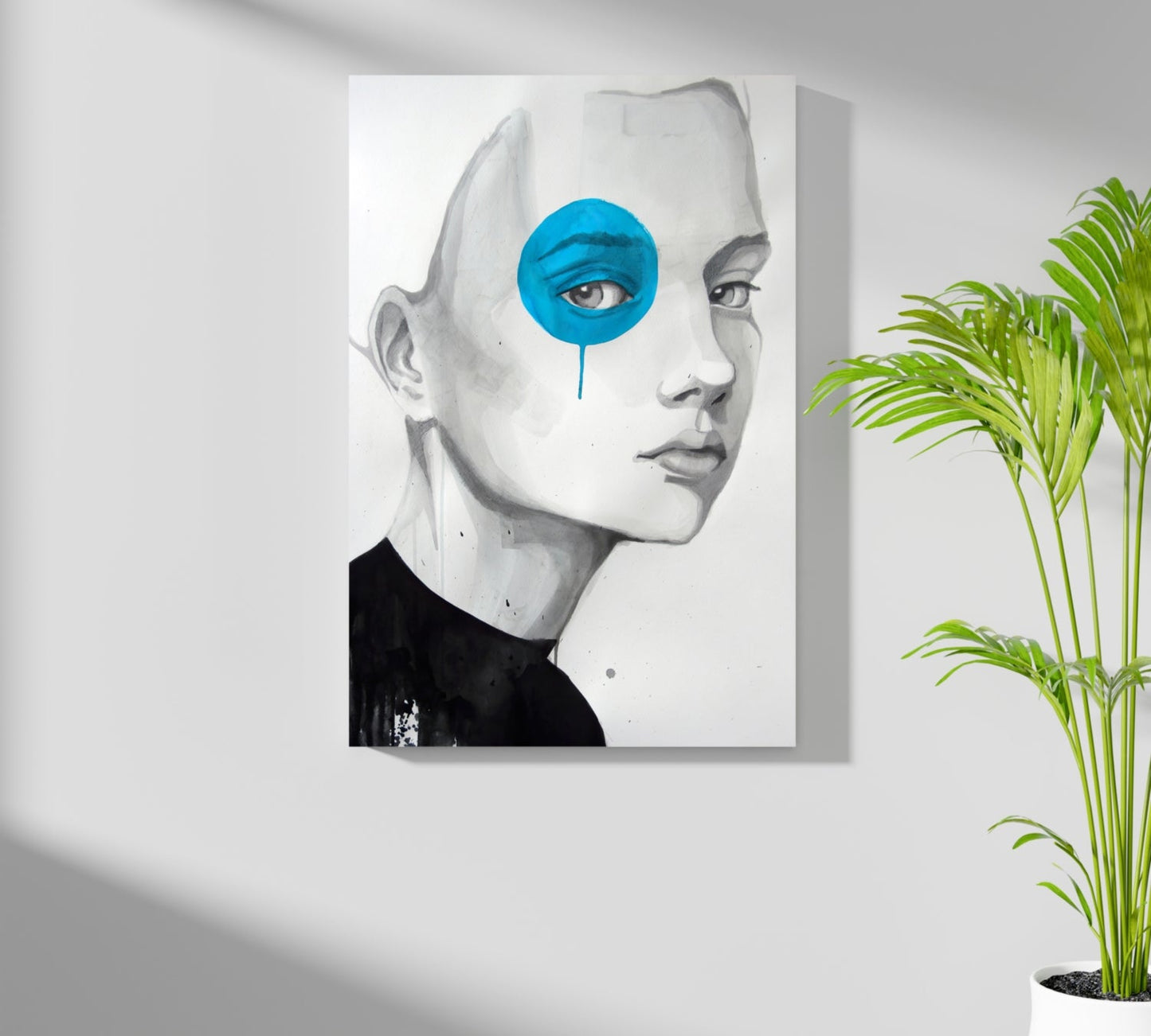 Girl With Blue Metal Wall Art