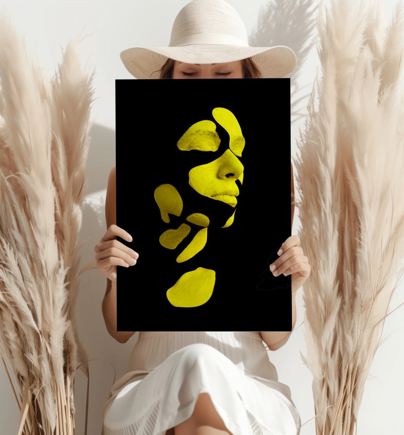 Woman in Style Yellow Aluminum Wall Art
