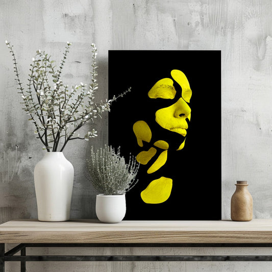 Woman in Style Yellow Aluminum Wall Art