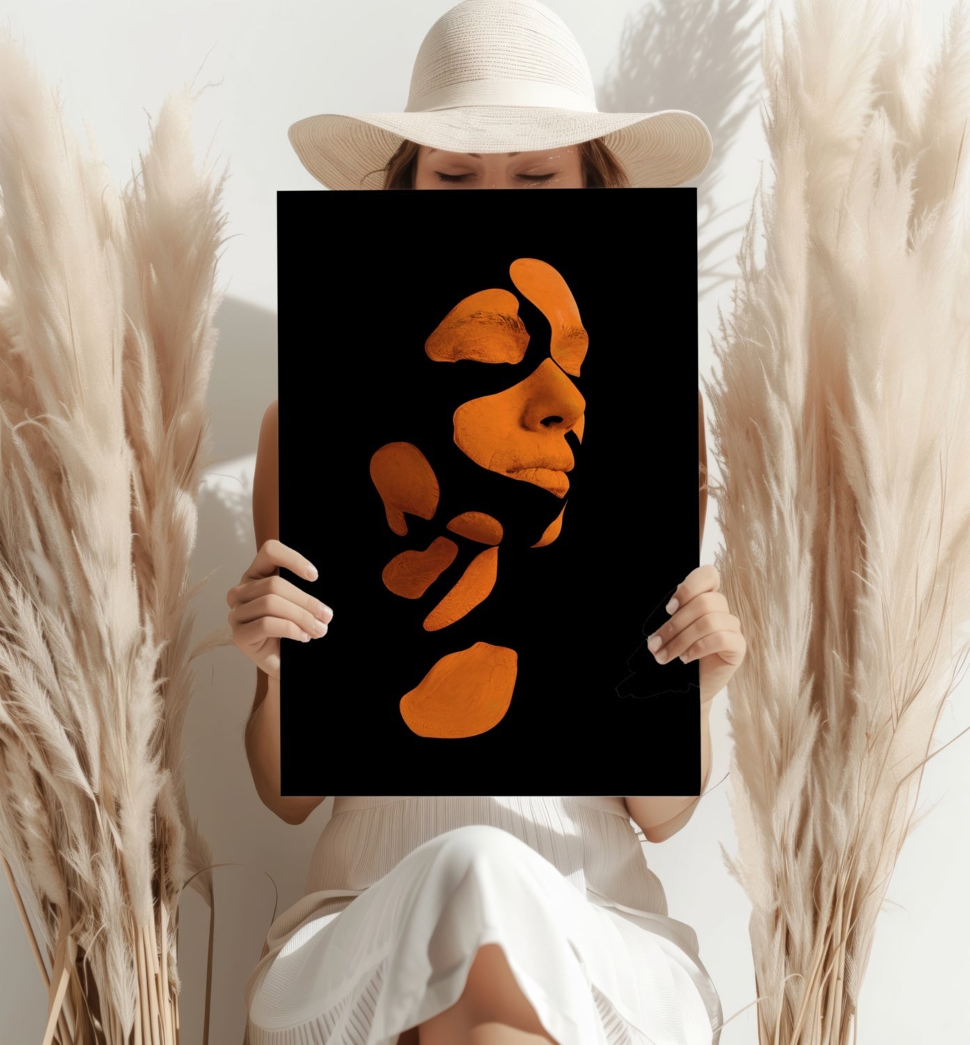 Woman in Style Orange Aluminum Wall Art