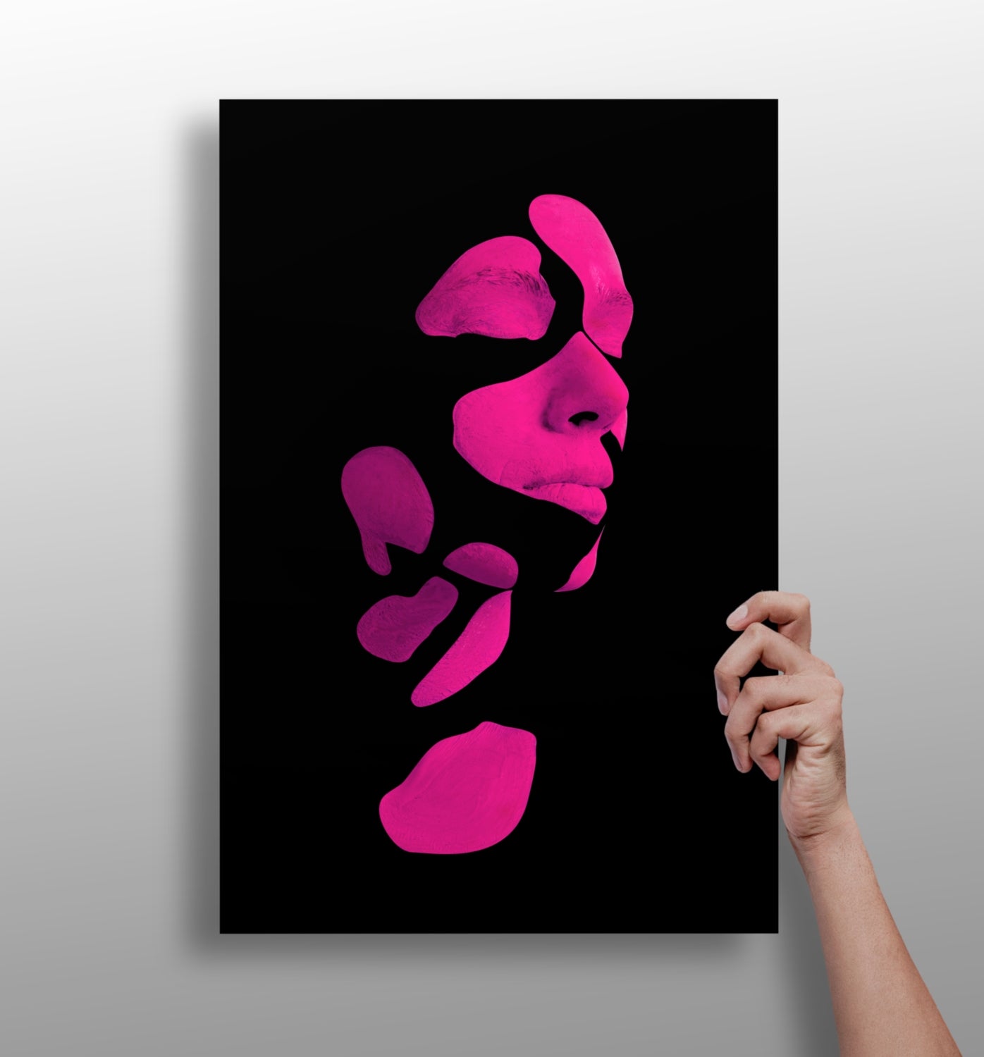 Woman in Style Fuschia metal wall art portrait