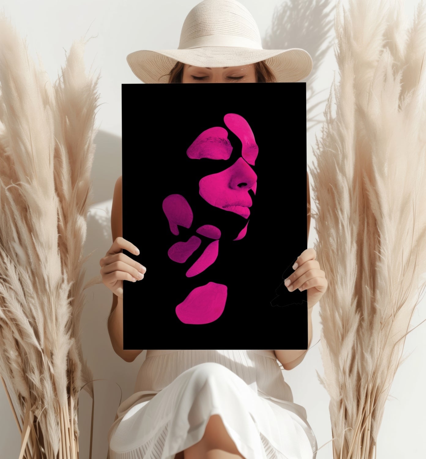 Woman In Style Fuschia Metal Wall Art