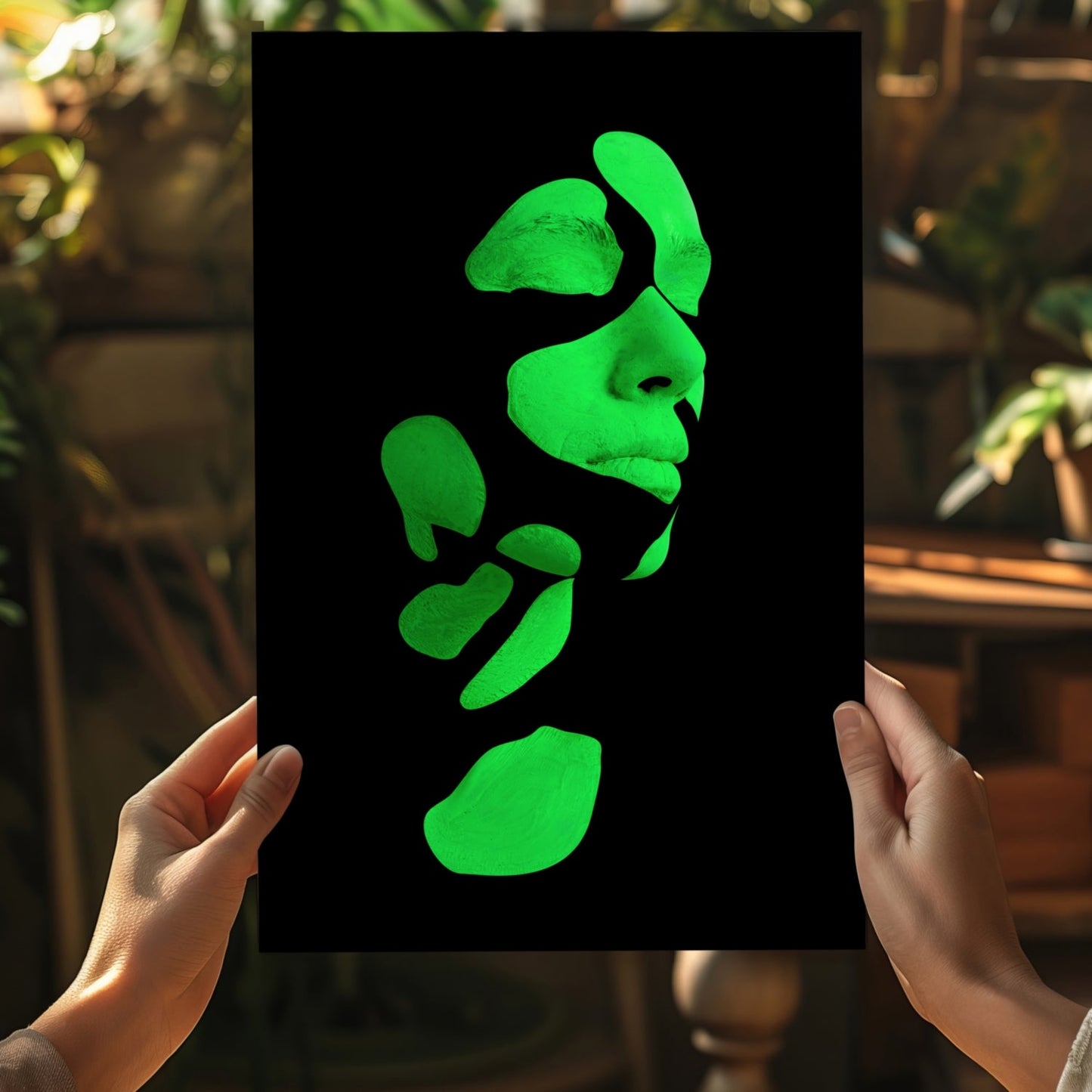 Woman in Style Green Aluminum Wall Art
