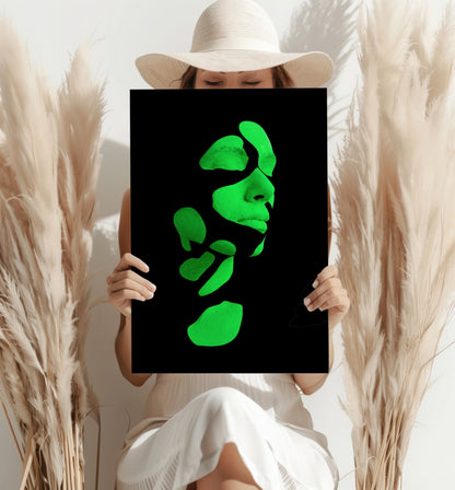 Woman in Style Green Aluminum Wall Art