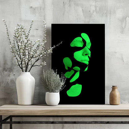 Woman in Style Green Aluminum Wall Art