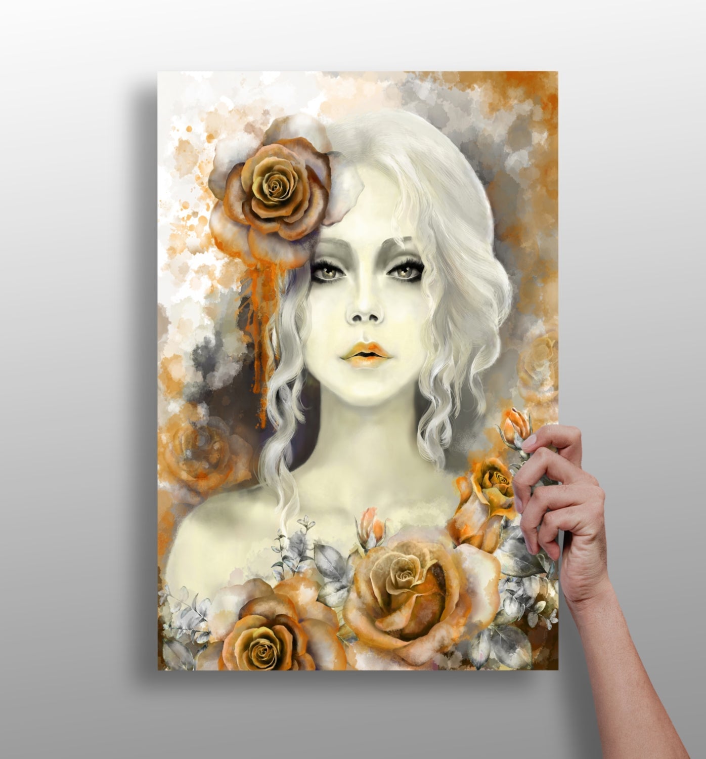 Woman portrait aluminum wall art with matte finish
