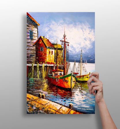 Remote Shores metal wall art panel with coastal shoreline scene