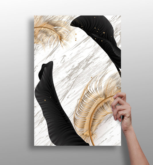 Botanical Leaves metal wall art panel with modern leaf design