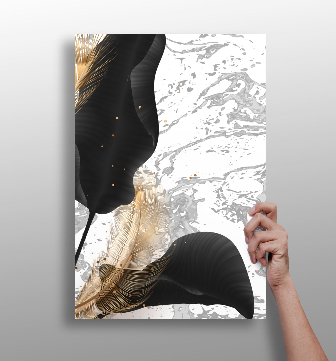 Modern Art Leaves metal wall art panel with botanical leaf design