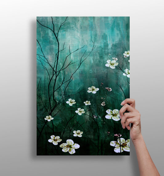 Abstract Flowers metal wall art print
