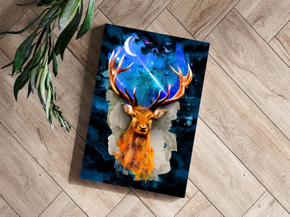 Deer at Night Metal Wall Art