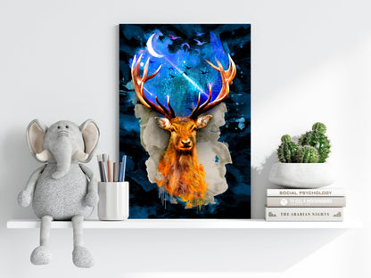 Deer at Night Metal Wall Art