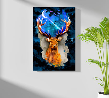 Deer at Night Metal Wall Art