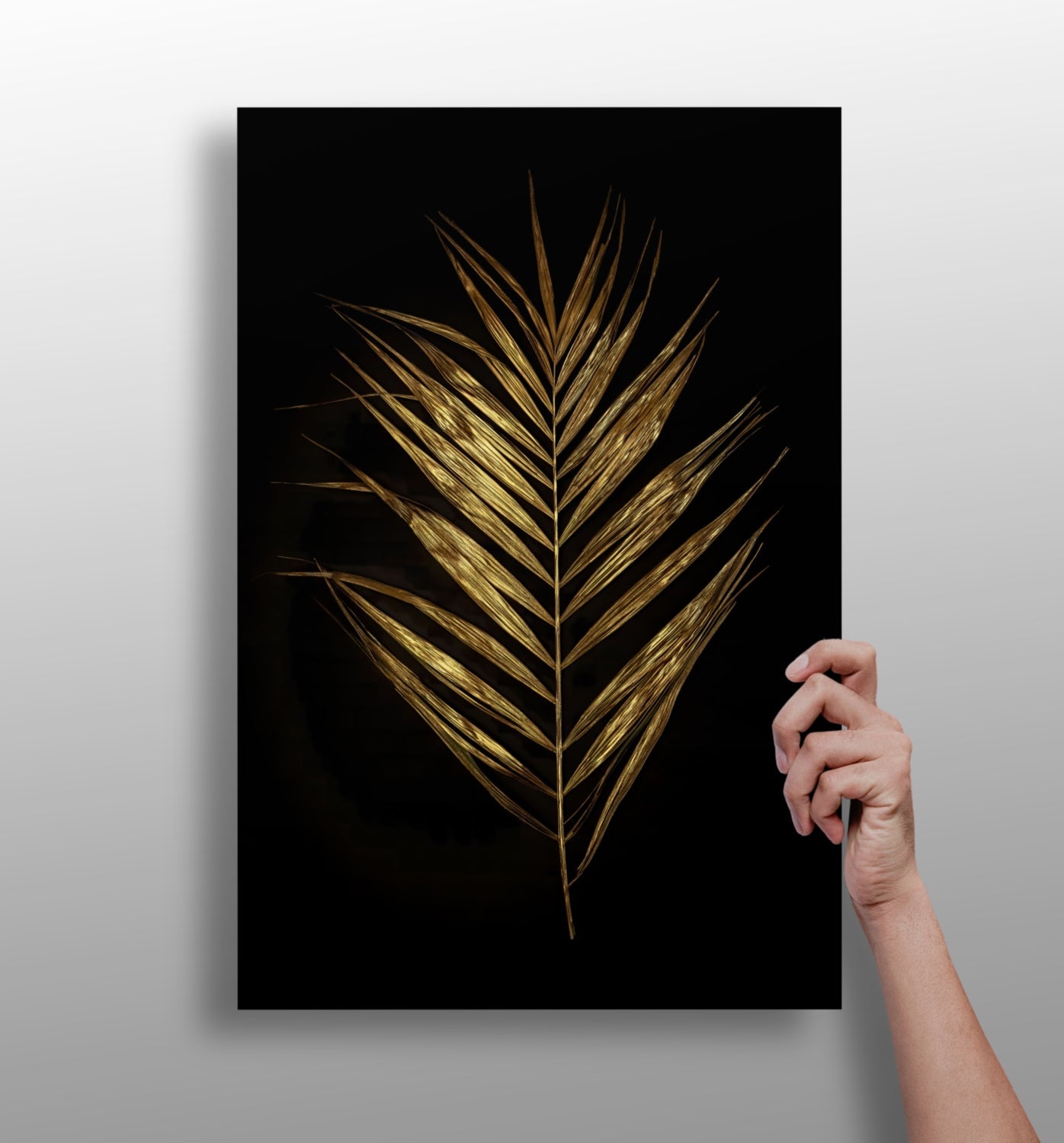 Golden Leaf metal wall art panel with botanical leaf design
