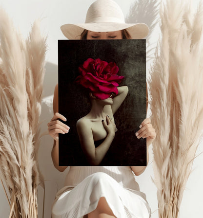 Woman Abstract Flower Metal Wall Art